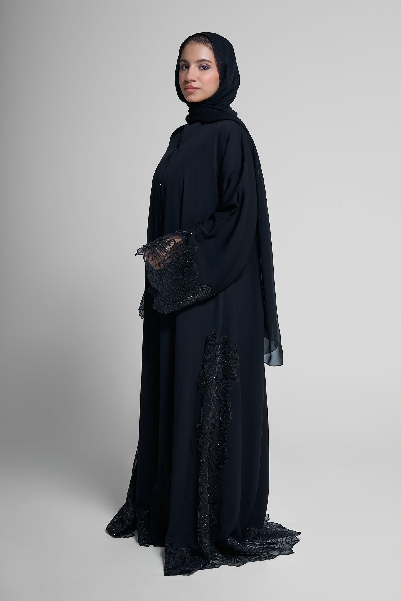 Midnight Petal Abaya