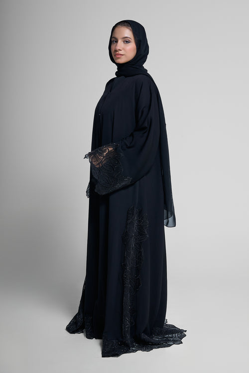 Midnight Petal Abaya – hover image