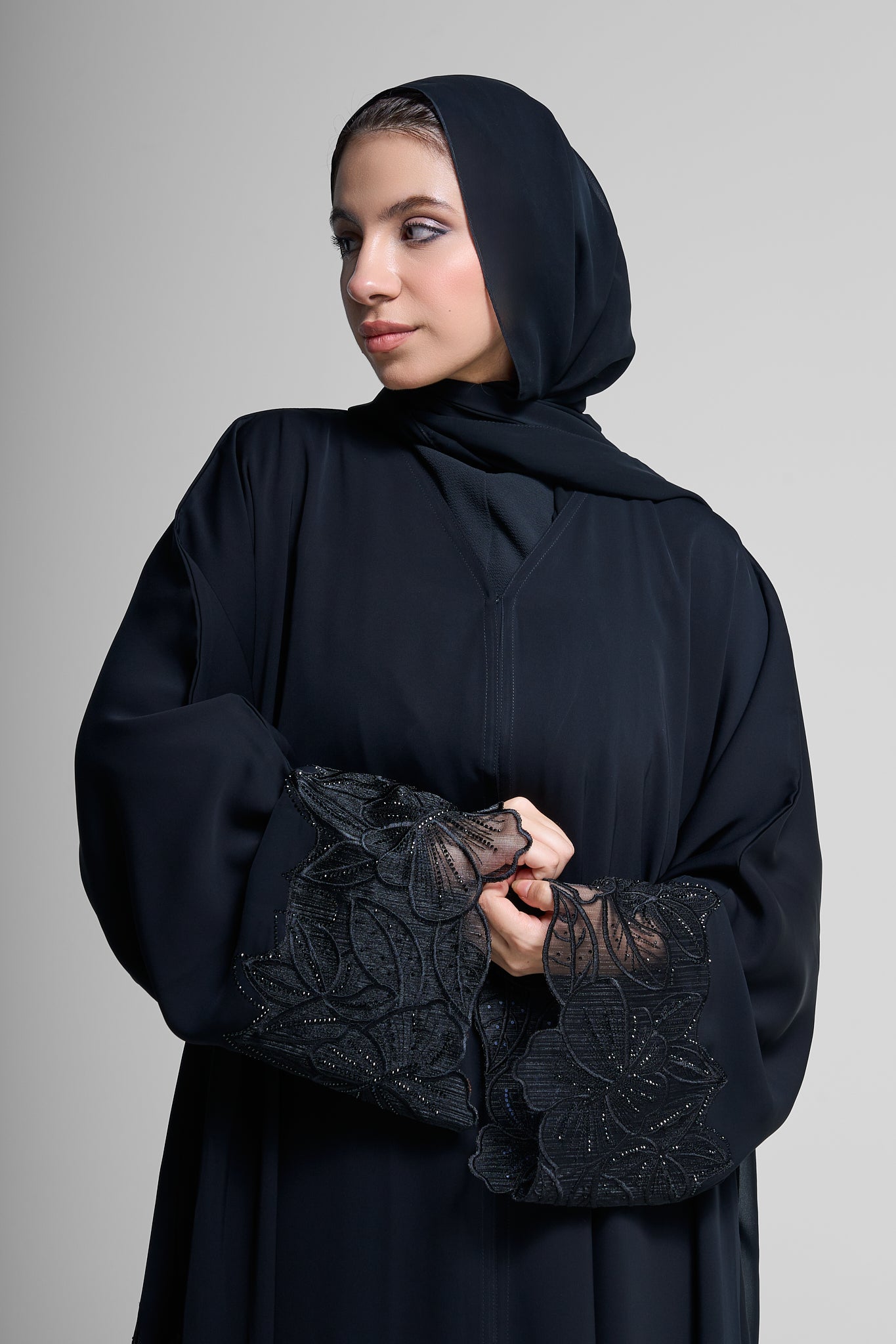 Midnight Petal Abaya