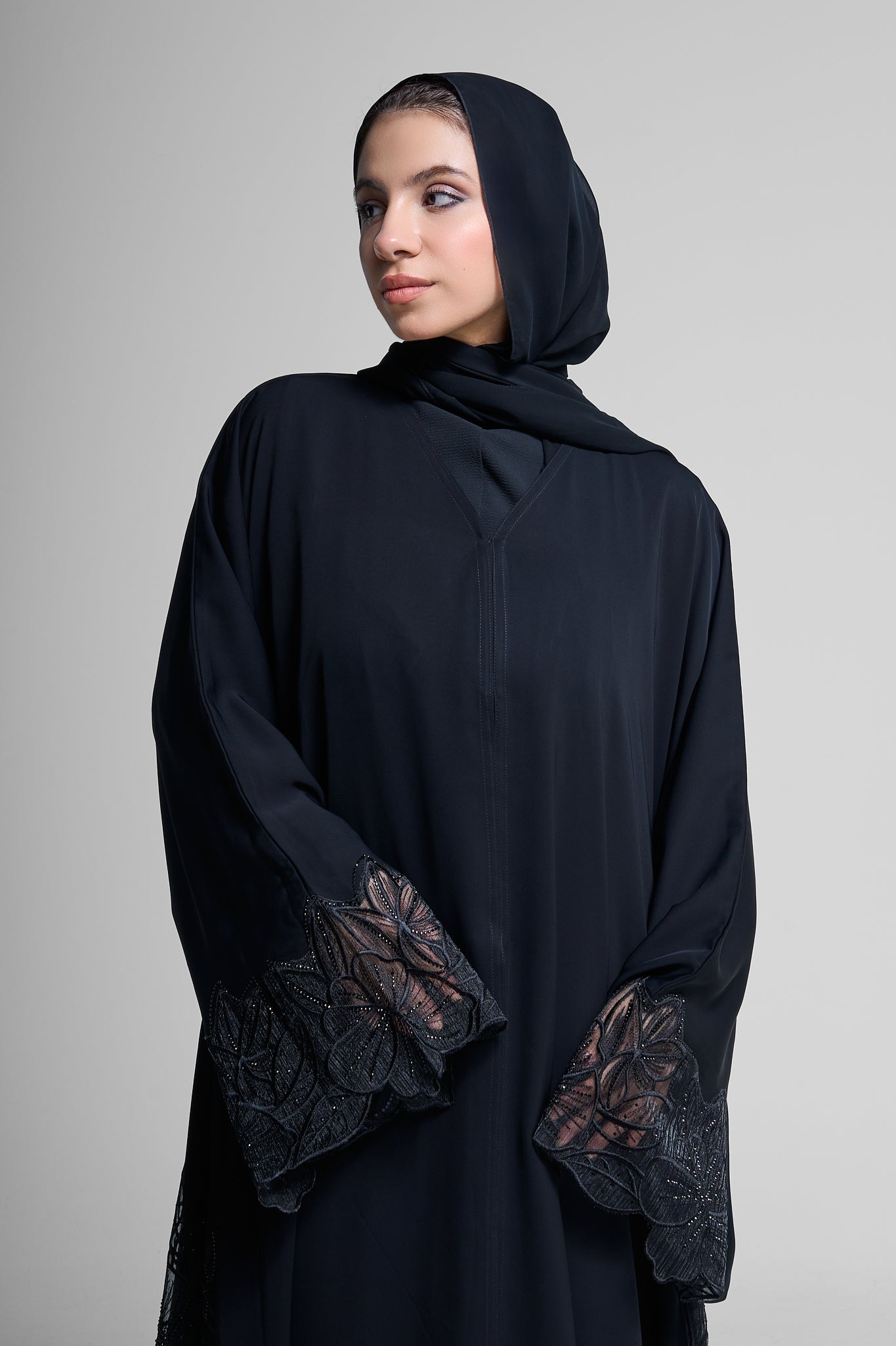 Midnight Petal Abaya