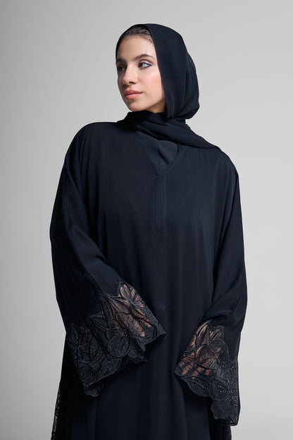 Midnight Petal Abaya