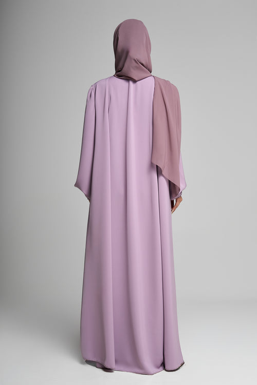 Pleated Sleeve Classic Lavender Abaya with Flowy Silhouette – hover image