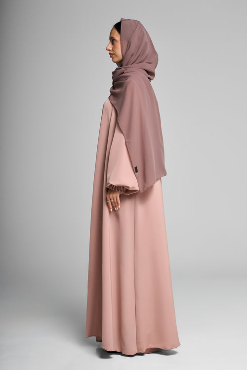 Pleated Sleeve Classic Pale Chestnut Abaya with Flowy Silhouette – hover image