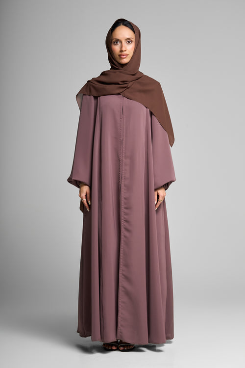 Pleated Sleeve Classic Cadillac Abaya with Flowy Silhouette
