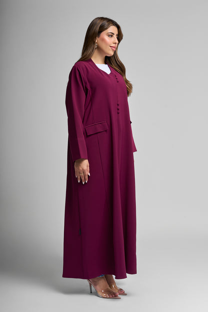 Plum Buttoned Abaya
