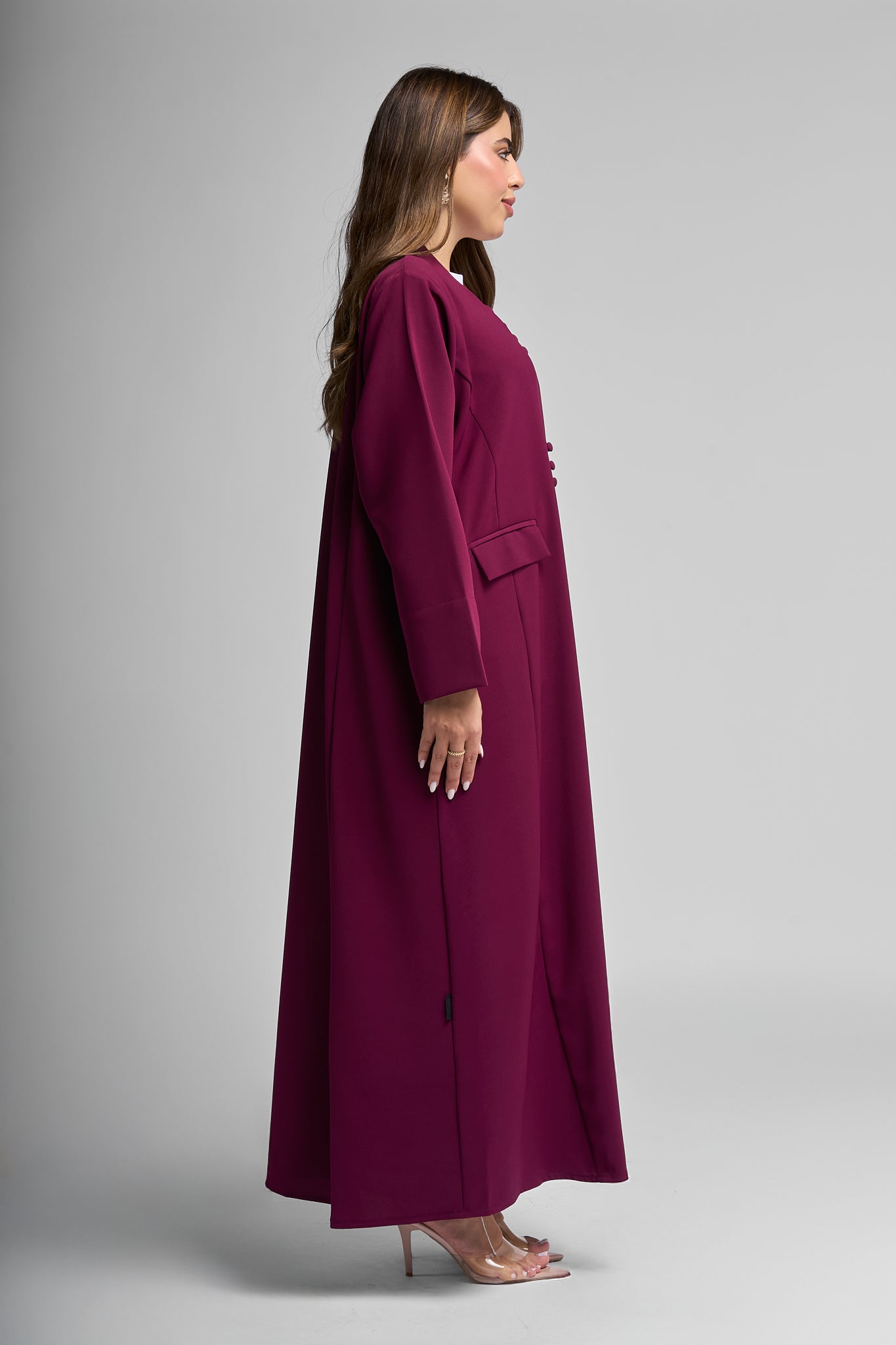 Plum Buttoned Abaya