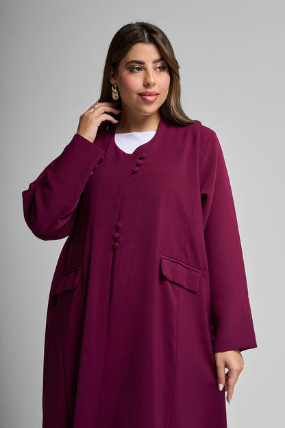 Plum Buttoned Abaya