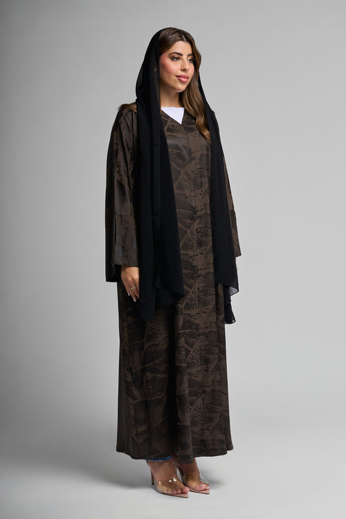 Textured Abaya with Subtle Geometric Pattern – hover image