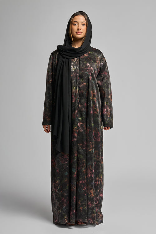 Premium Abaya with Abstract Multi-color Print