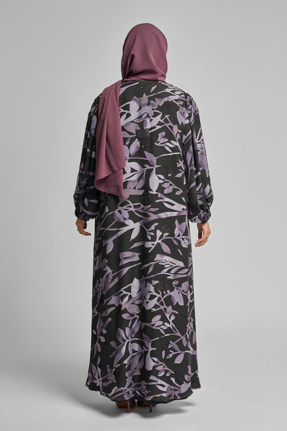 Printed Abaya with Leaf Motif
