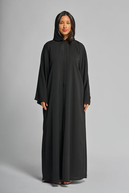 Matte Satin Black Hooded Abaya
