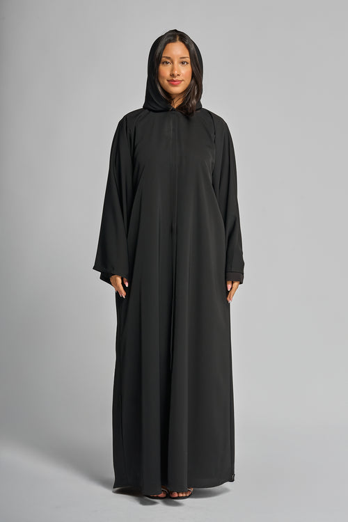 Matte Satin Black Hooded Abaya