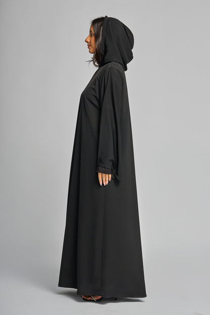 Matte Satin Black Hooded Abaya