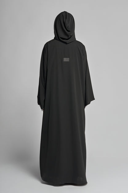 Matte Satin Black Hooded Abaya