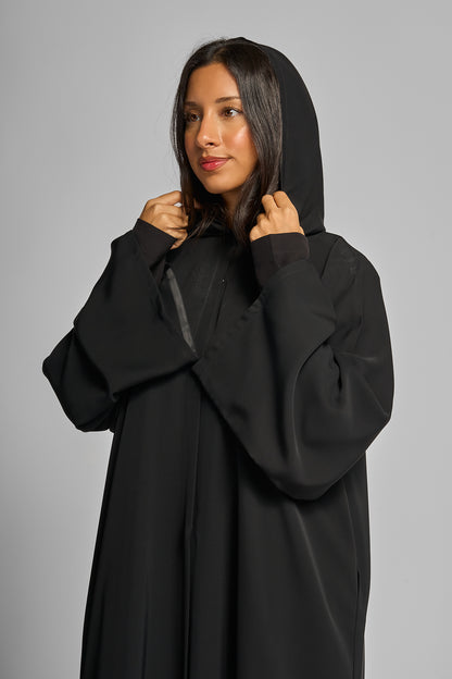 Matte Satin Black Hooded Abaya