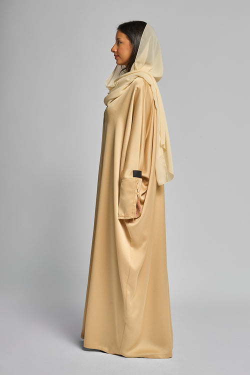 Satin Luxe Abaya with Contrast Cuff Detailing – hover image
