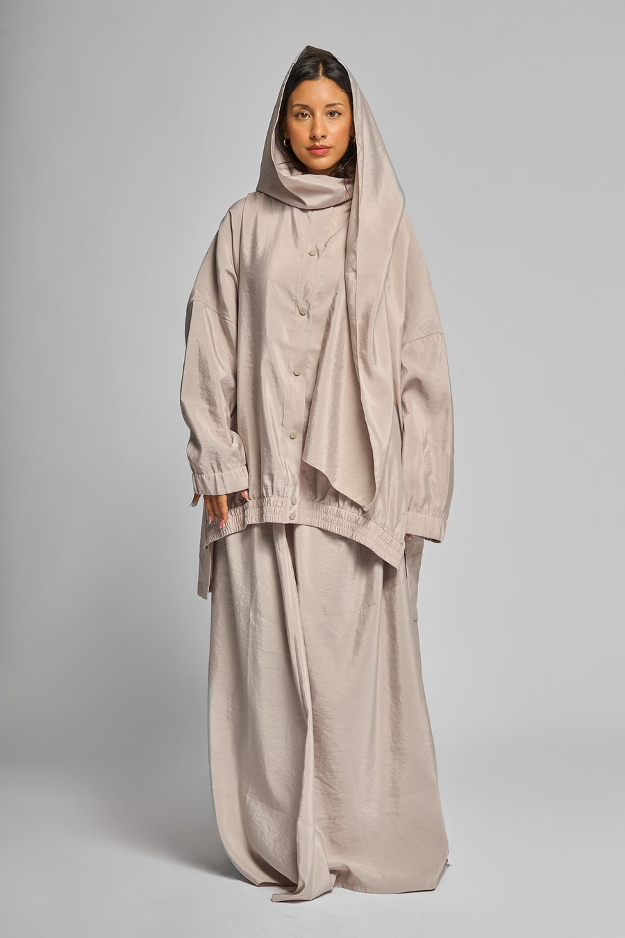 Oversized Modest Streetwear Flow Beige Abaya Set