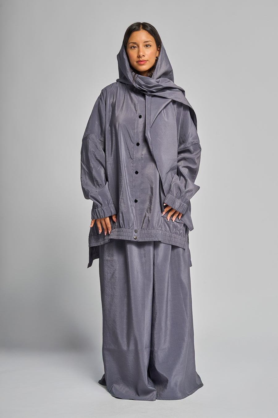 Oversized Modest Streetwear Flow Gray Abaya Set