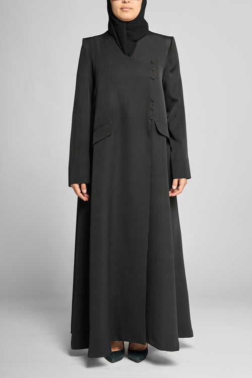 Structure Abaya with Asymmetric Button Detail