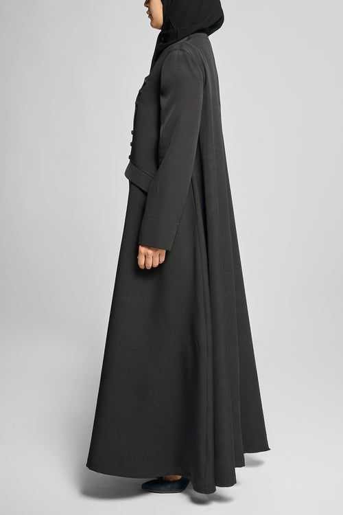 Structure Abaya with Asymmetric Button Detail – hover image
