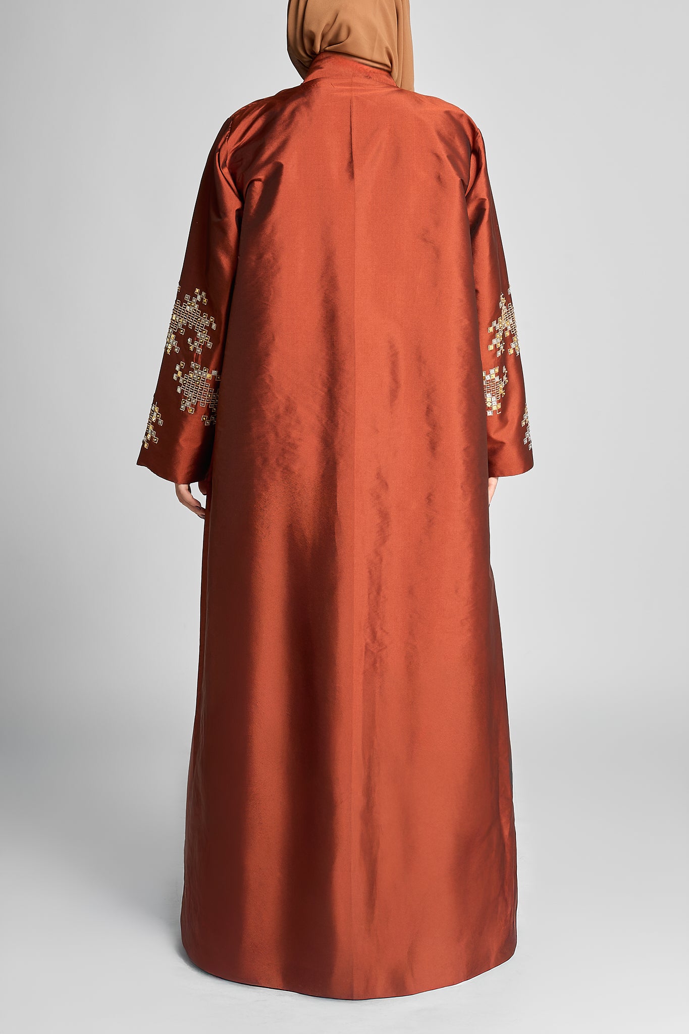 Luxury Embroidered Taffeta Abaya with Handwork Detailing