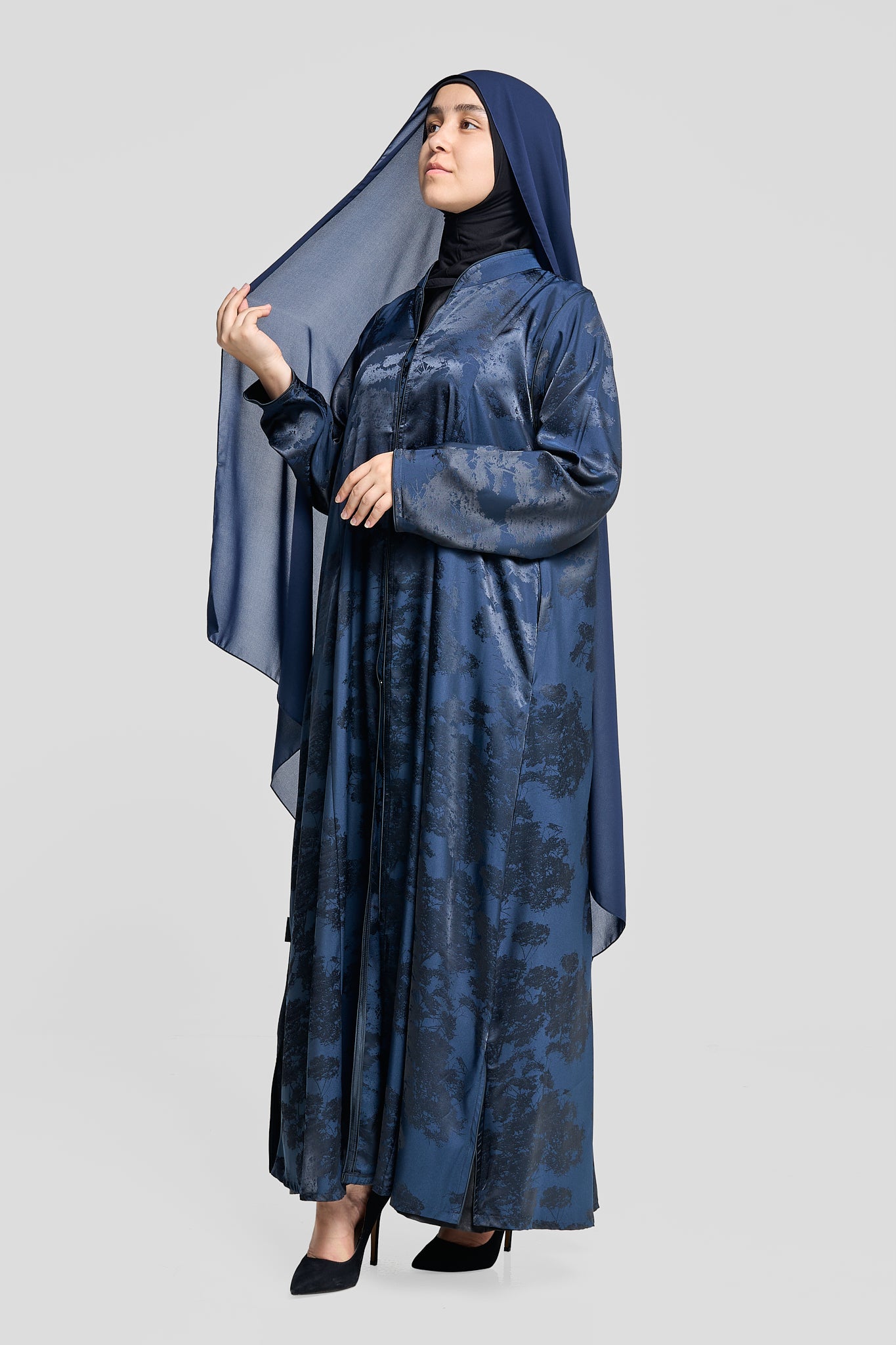 Premium Abaya with Side Slits and Glossy Texture