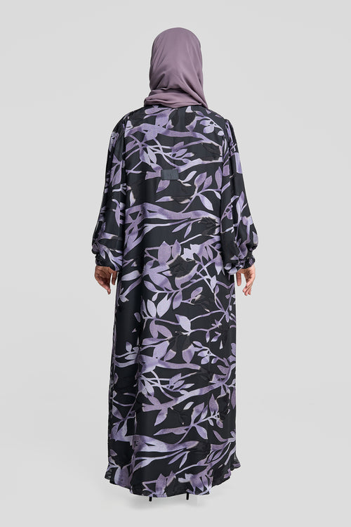 Printed Abaya with Leaf Motif – hover image