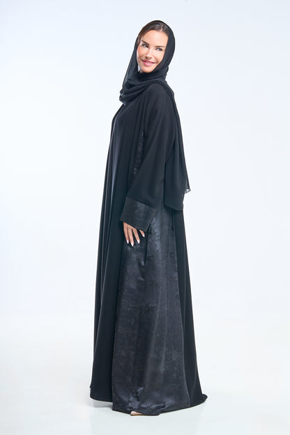 Premium Open Abaya with Contrast Panel Insets
