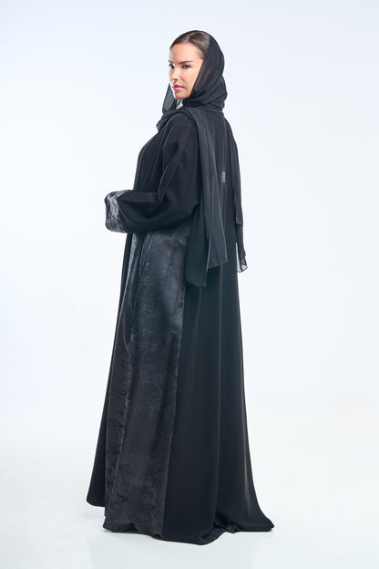 Premium Open Abaya with Contrast Panel Insets
