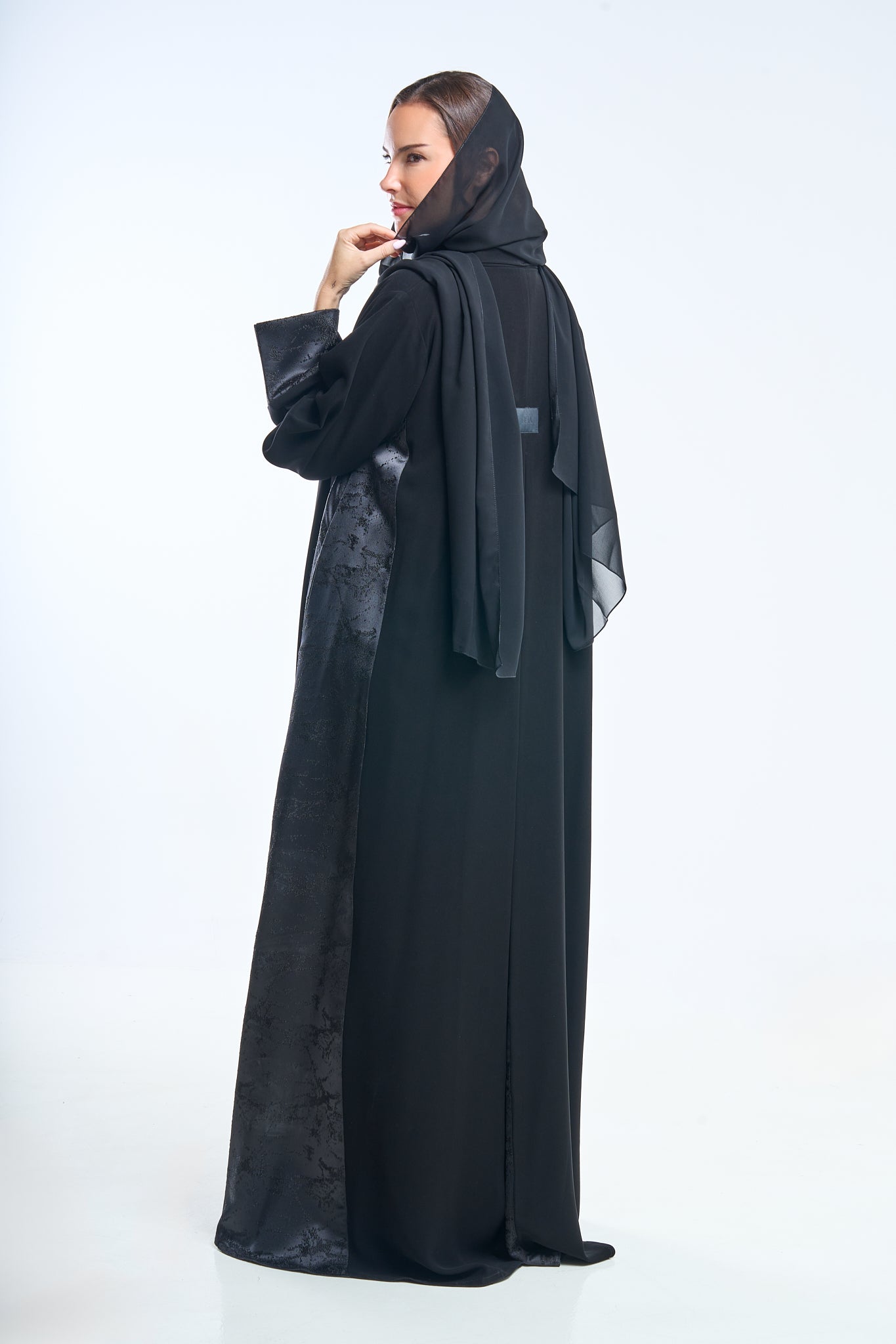 Premium Open Abaya with Contrast Panel Insets