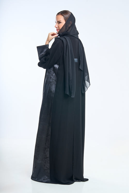 Premium Open Abaya مع إدراج لوحة التباين – hover image