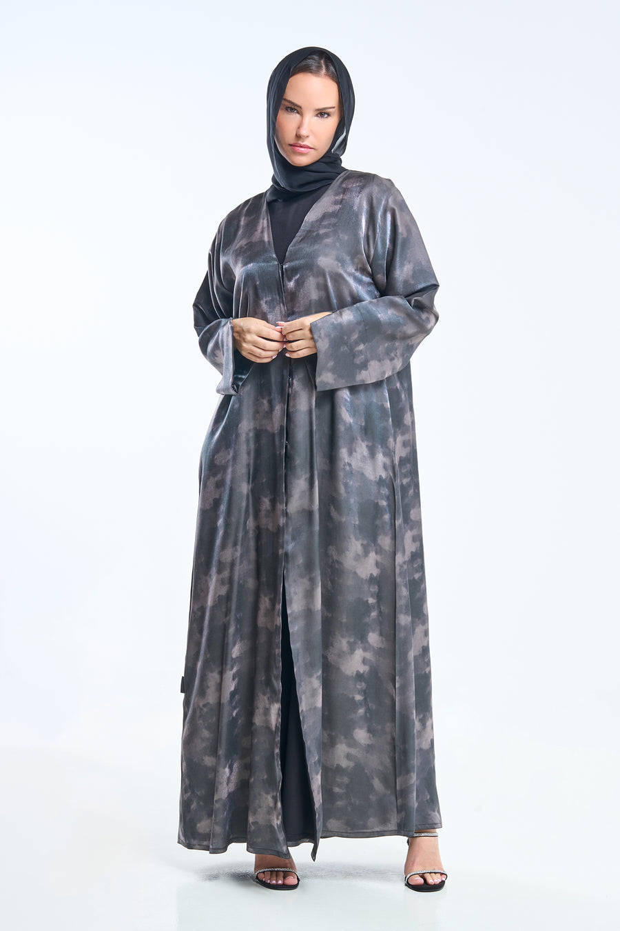 Smoky Cloud Grey Dye Abaya With Flowy Fit