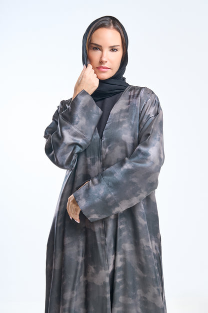 Cloud Mist Satin Abaya