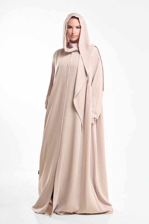 Signature Embroidered Pale Chestnut Abaya Set