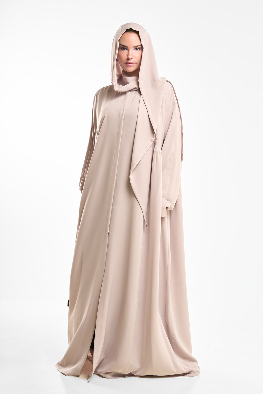 Embroidered Pale Chestnut Abaya Set