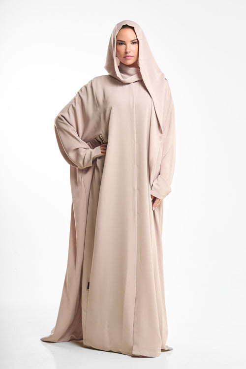 Signature Embroidered Pale Chestnut Abaya Set – hover image