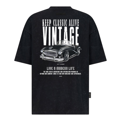 احتفظ بالكلاسيكية "VINTAGE" - تصميم الطباعة الرقمية - تي شيرت كبير الحجم – hover image