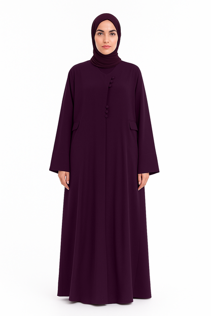 Plum Buttoned Abaya