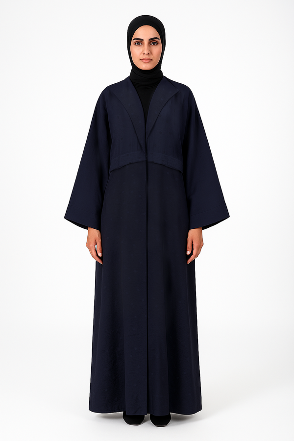 Deep Blue Polka Dot Abaya مع طوق كبير الحجم