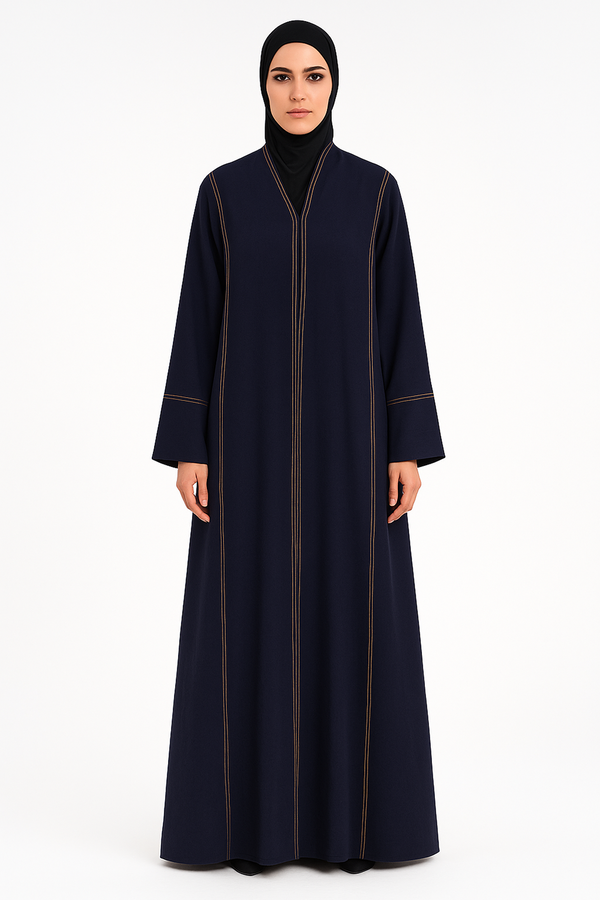 Midnight Indigo Abaya with Stitchwork