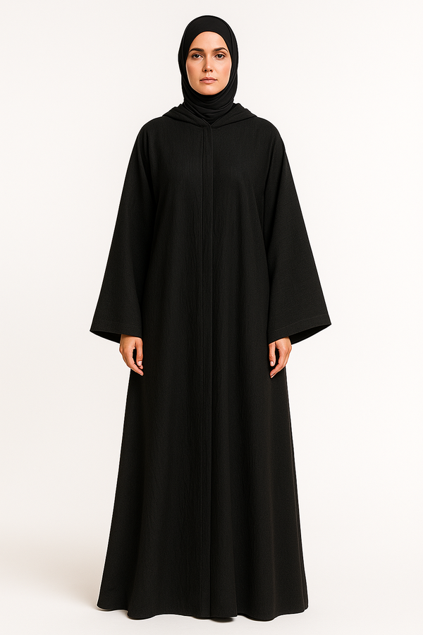 Matte Satin Black Hooded Abaya