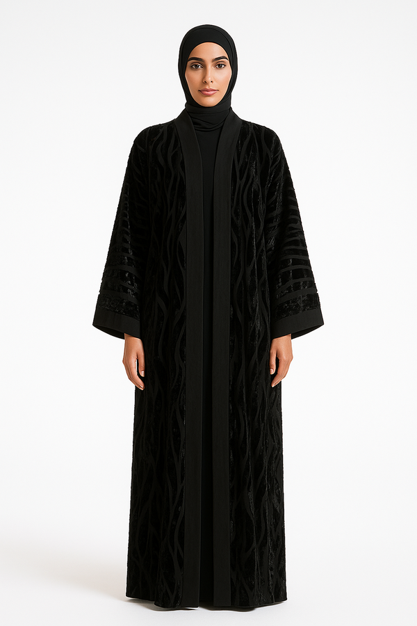 Burnout المخملية Abaya مع الأكمام المجردة