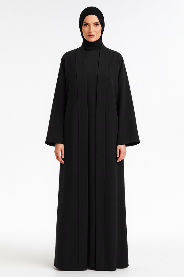 Premium Open Abaya with Wide Collar Panel
