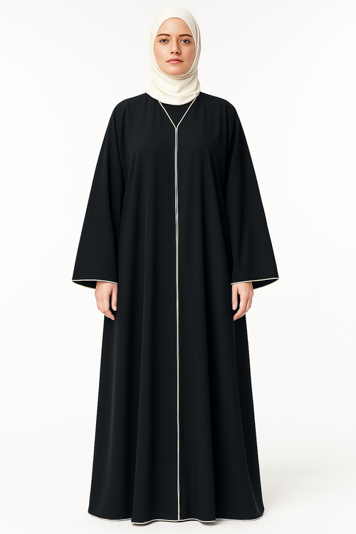 Classic Abaya with Contrast Piping