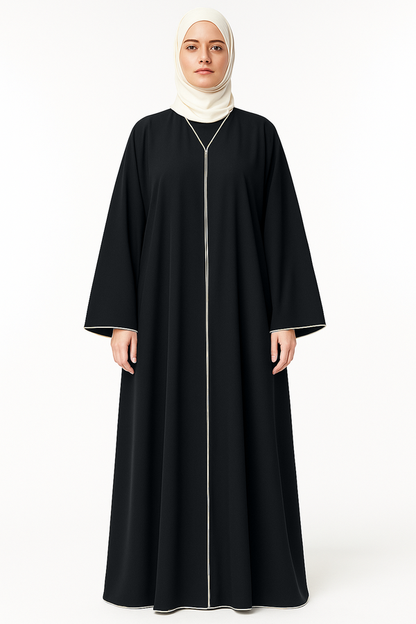 Classic Abaya with Contrast Piping