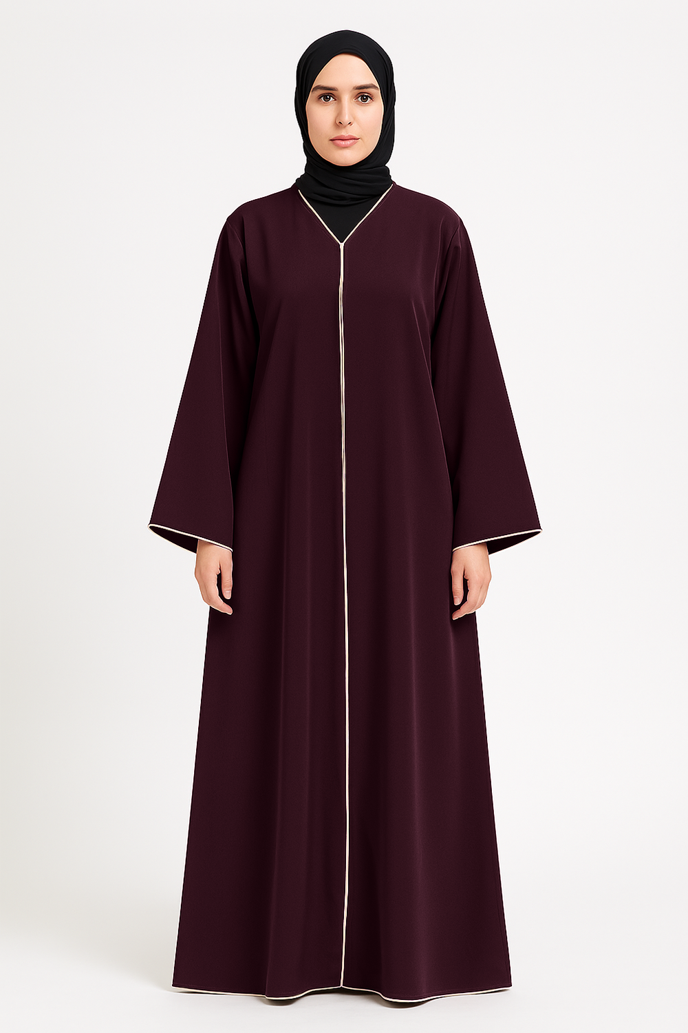 Classic Abaya with Contrast Piping