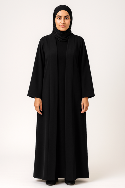 Premium Open Abaya with Folded Cuff Sleeves