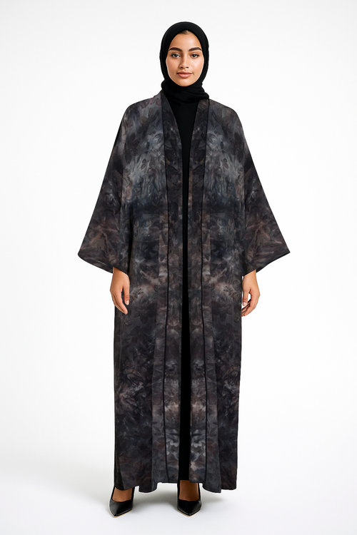 Midnight Bloom Open Abaya