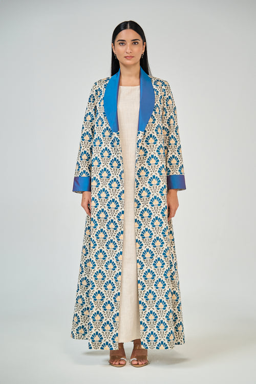 Azure Heritage Shawl Collar Abaya