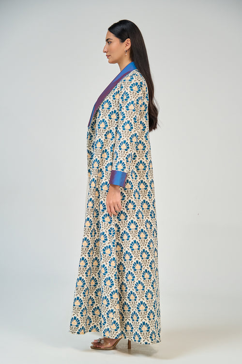 Azure Heritage Shawl Collar Abaya – hover image